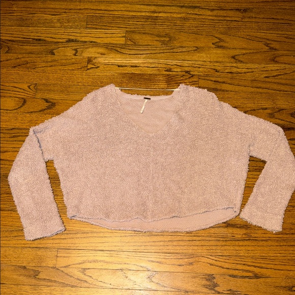 Free People Sweaters - Free People Blush V-Neck Cropped Cotton Knit Sweater Size S